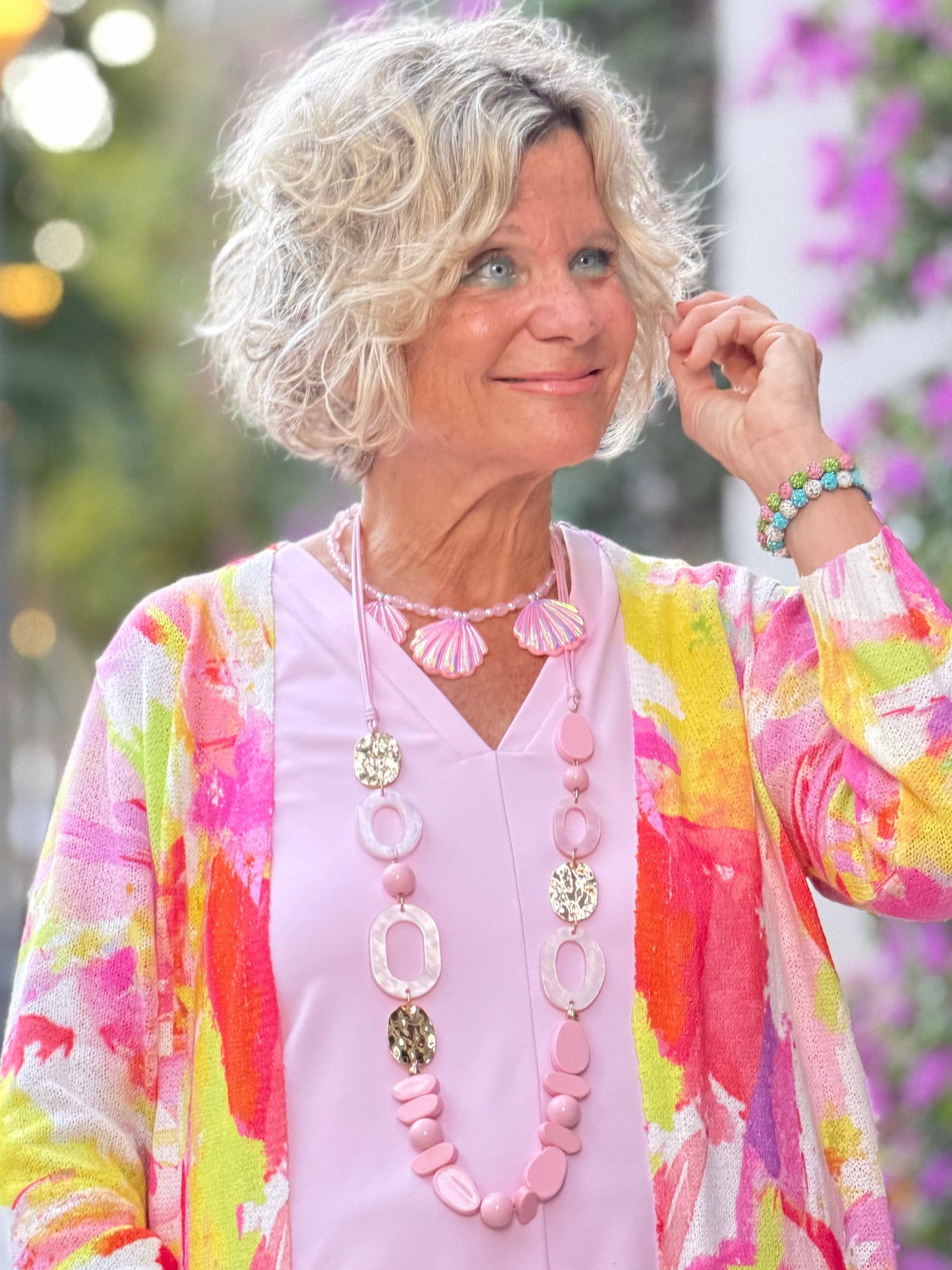 ETHYL PINK WATERCOLOR CARDIGAN