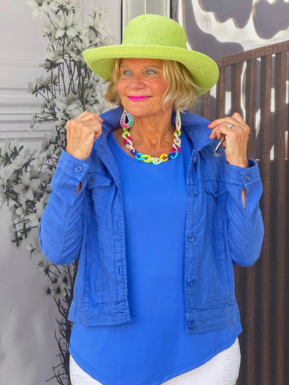 LULU B BLU LINEN JACKET