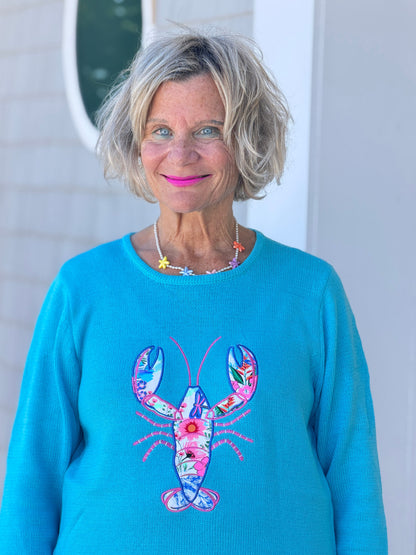 BEACH CLUB AQUA LOBSTER SWEATER