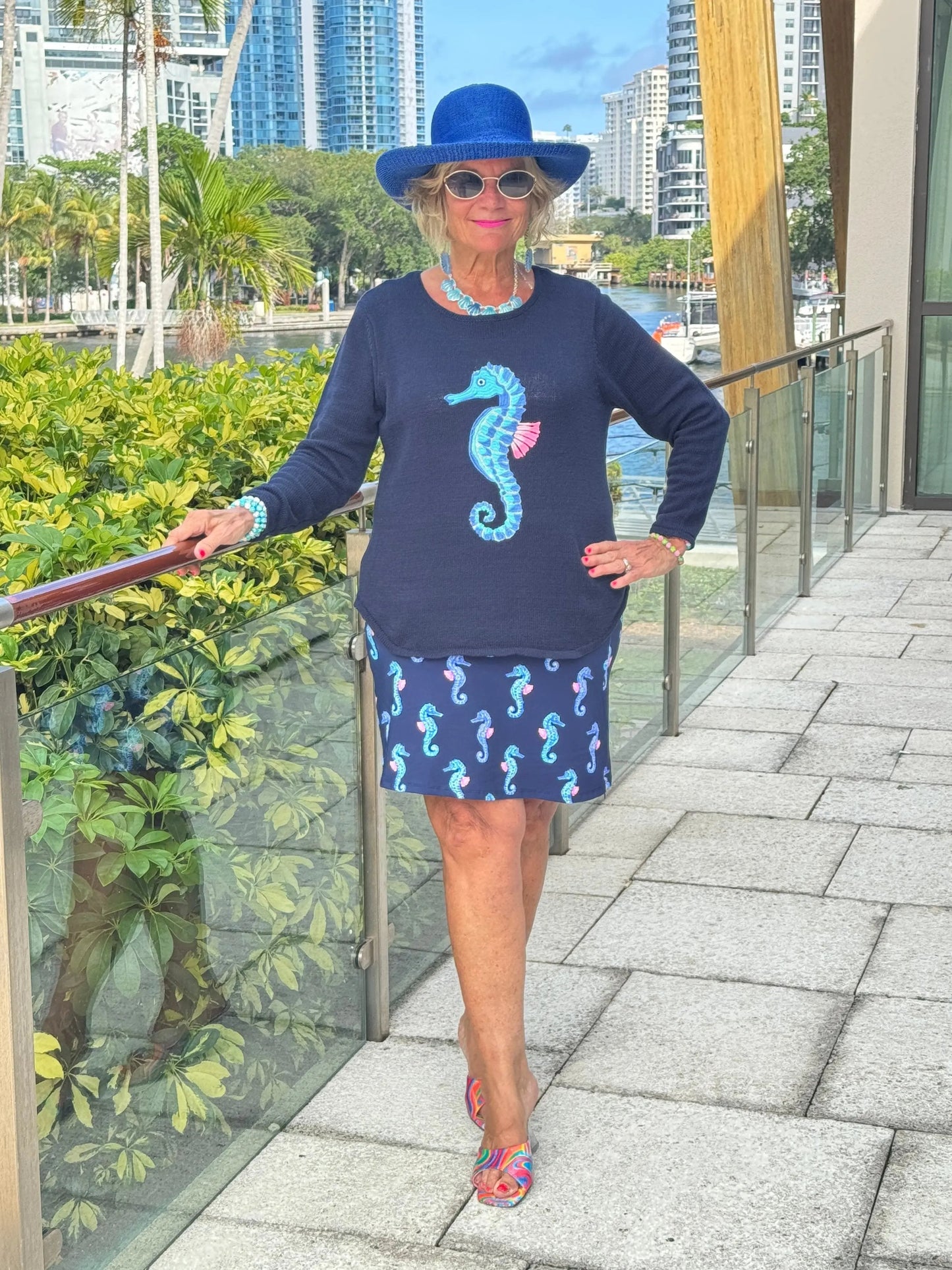 LULU-B NAVY SEAHORSE SWEATER