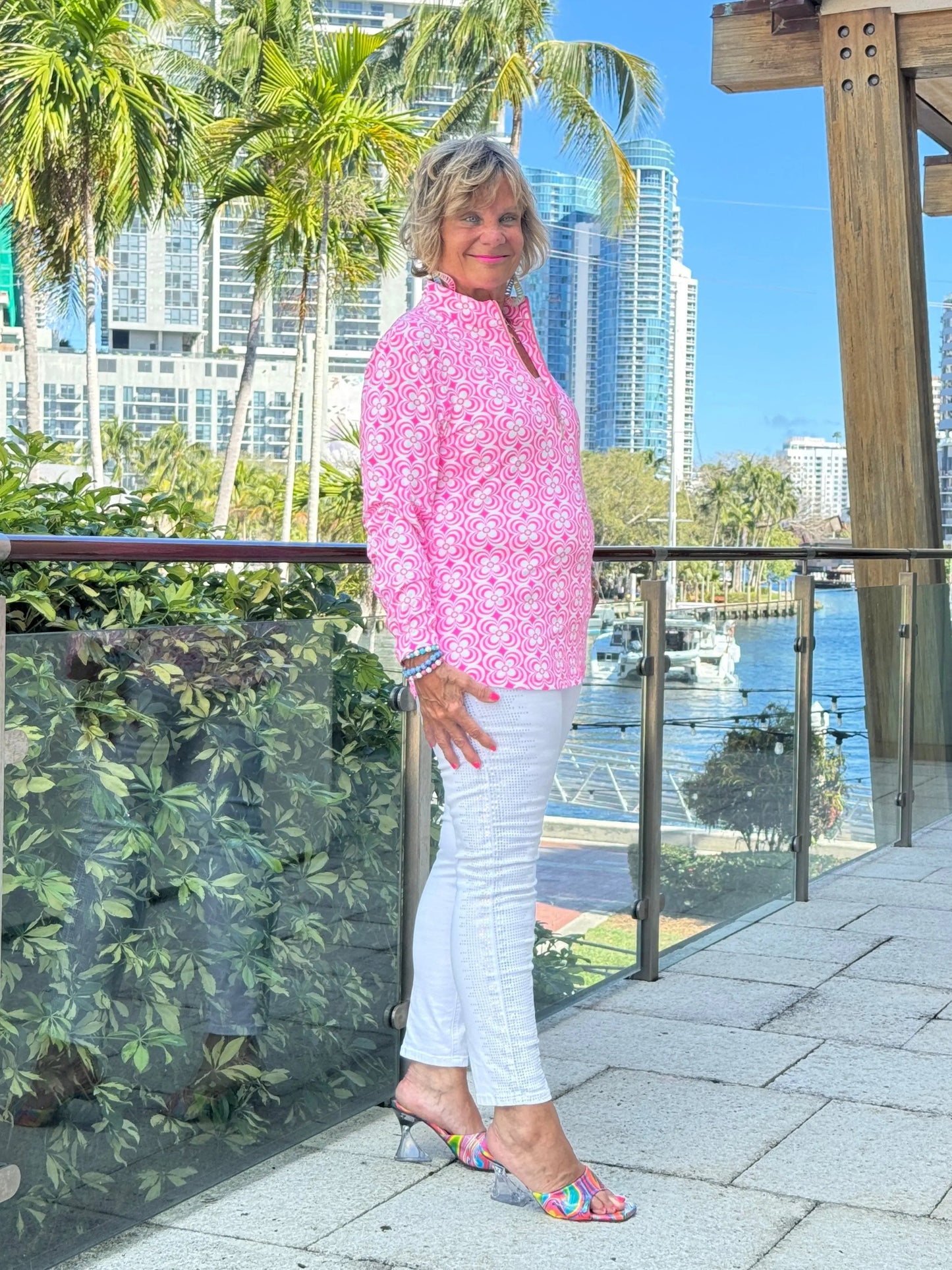 LULU B TROPIC PETALS ZIPPER TOP