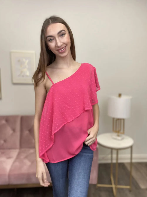 Long Gone Women's Swiss Dot Off The Shoulder Top