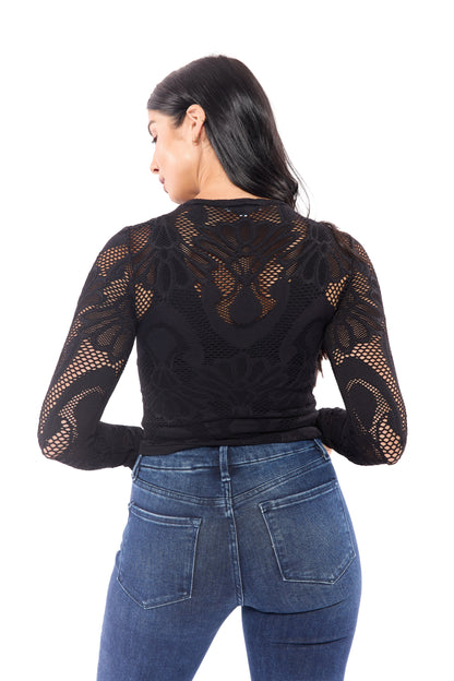 Women's Fishnet Layering Long Sleeve Top