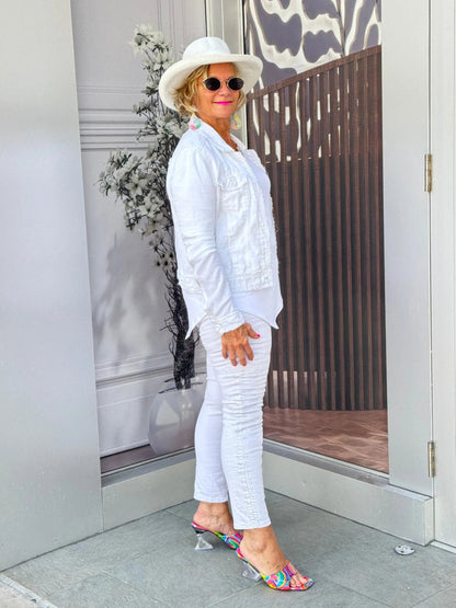 LULU B WHITE LINEN JACKET