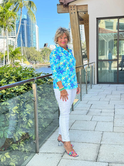 LULU B STARFISH SPLASH RUFFLE TOP