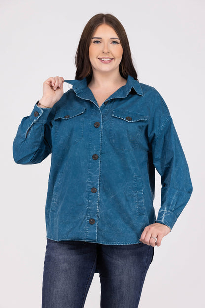 Let's Get Together Women's Collared Button Down Shacket