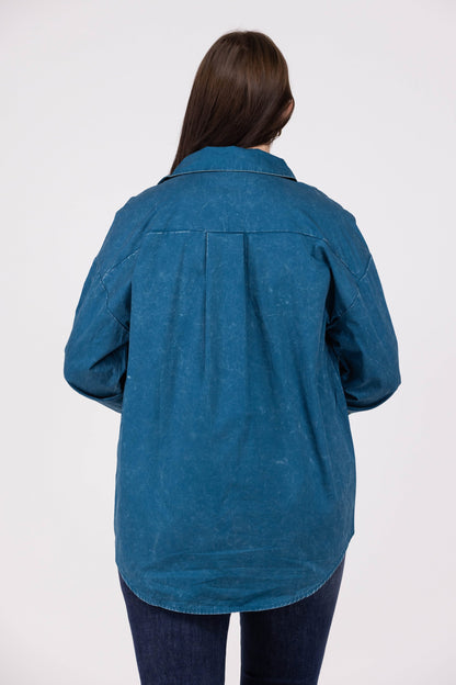 Let's Get Together Women's Collared Button Down Shacket