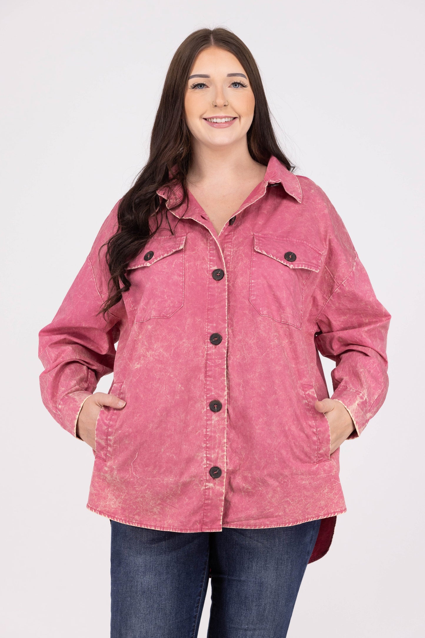 Let's Get Together Women's Collared Button Down Shacket