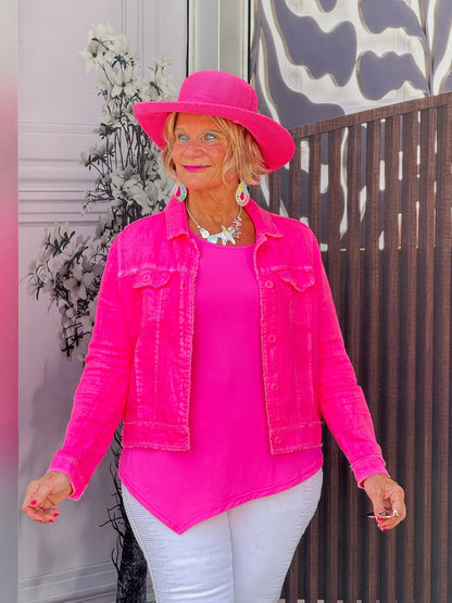 LULU B  HOT PINK LINEN JACKET