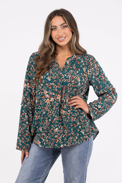 Sunday's Best Women's Floral Flowy Long Sleeve Top