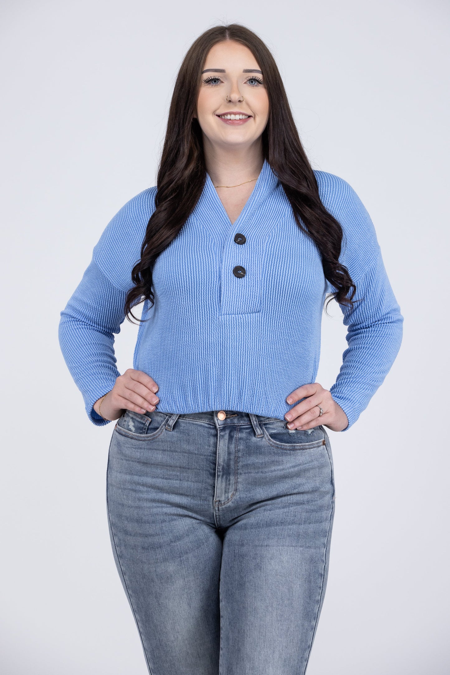 Will Be True Women's Textured Layering Long Sleeve Pullover Top