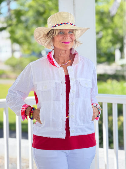 HARBOR LIGHTS RED LINEN JACKET