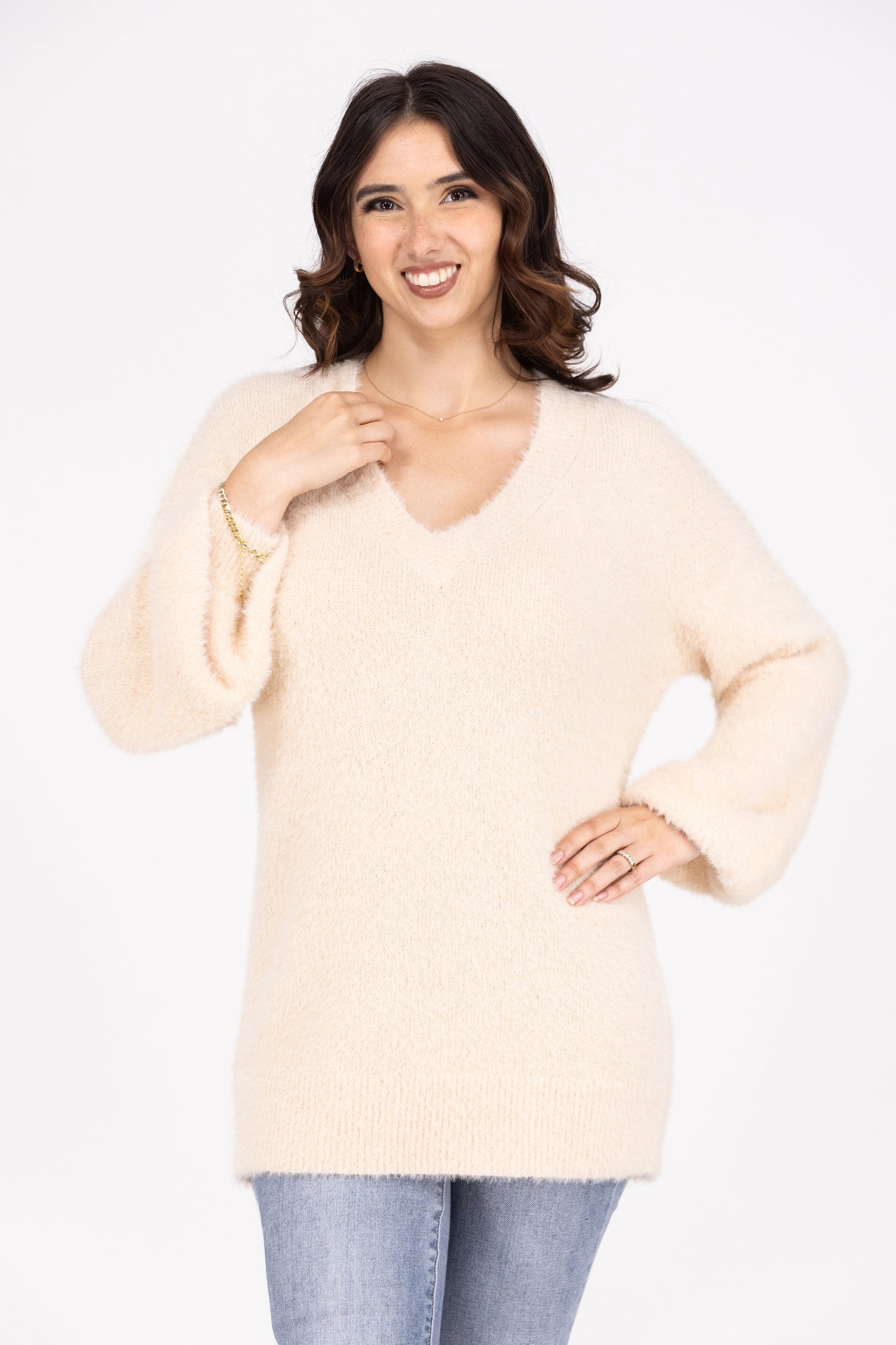Total Show Off Women's V-Neck Long Sleeve Sweater