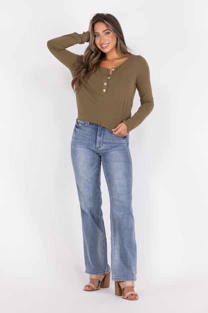 Shine Like the Sun Women's 1/4 Button Long Sleeve Top