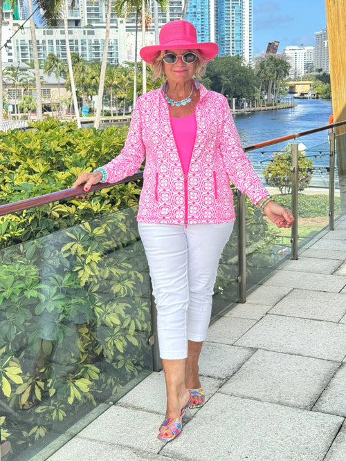 LULU B TROPIC PETALS FULL ZIPPER JACKET