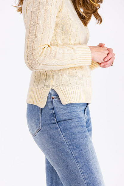 Cable Crew Women's Ribbed Sleeves Sweater