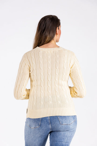 Cable Crew Women's Ribbed Sleeves Sweater