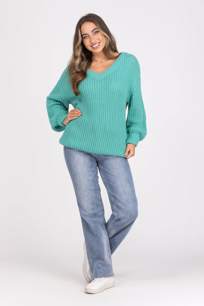 Pretty Sweet Women's Lightweight Knit Balloon Sleeve Sweater