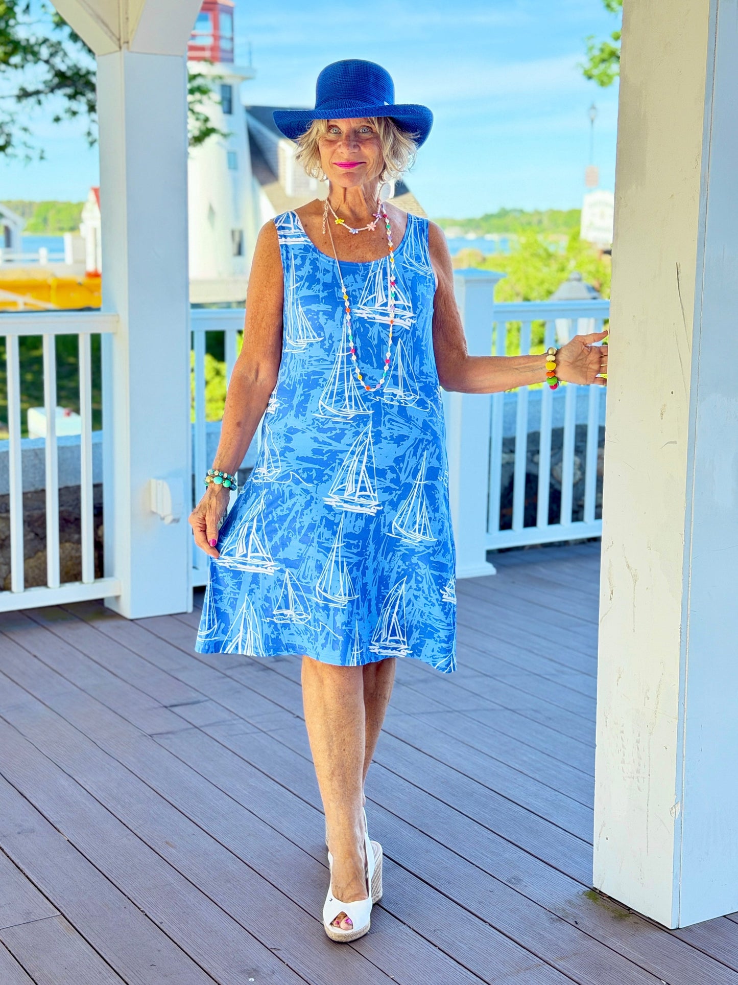 HARBOR LIGHTS BLUE SAILBOAT DRESS