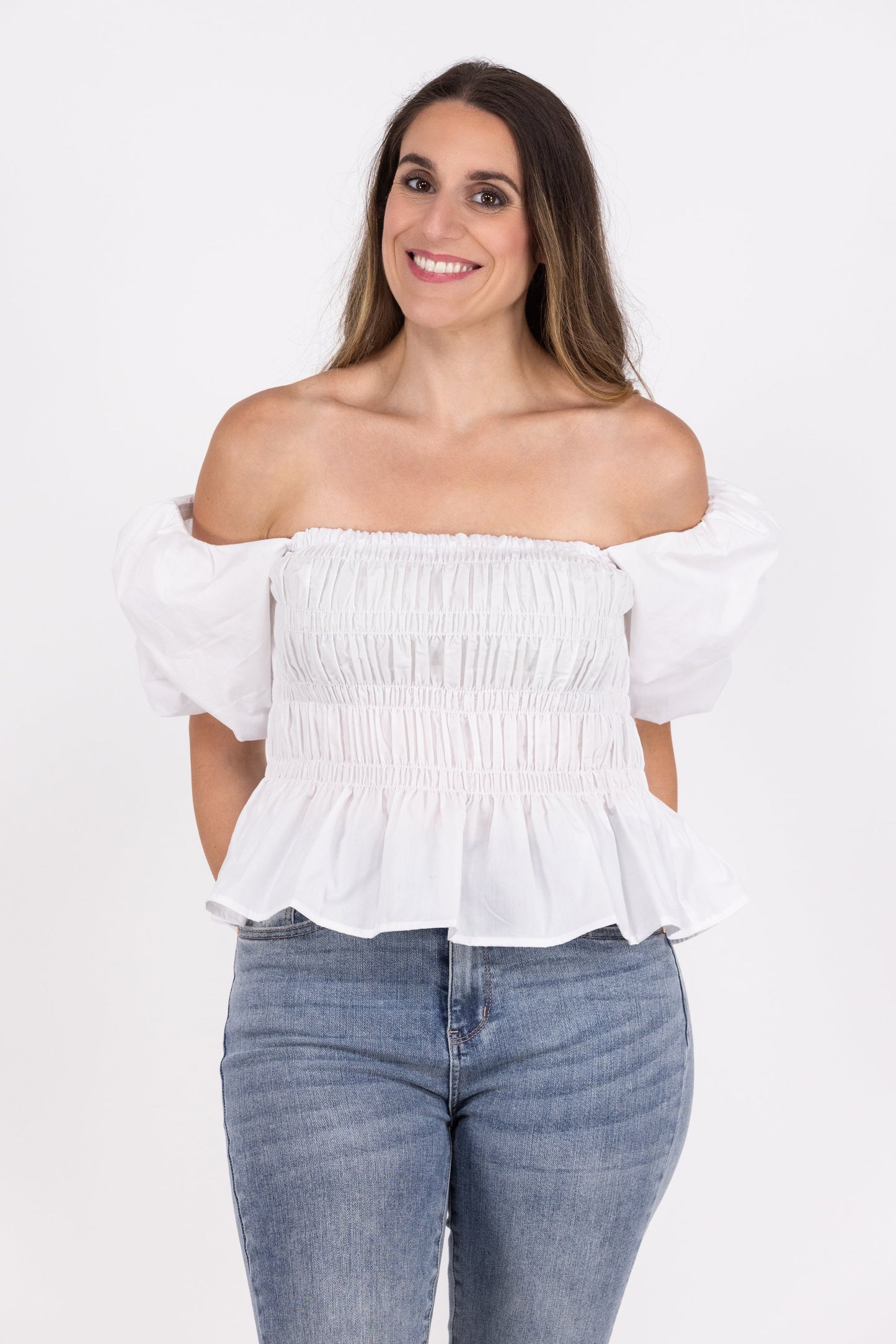 Take Me Back In Time Women's Smocked Short Sleeve Top