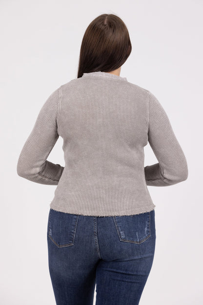 Making My Own Way Women's Mineral Washed Waffle Knit Top