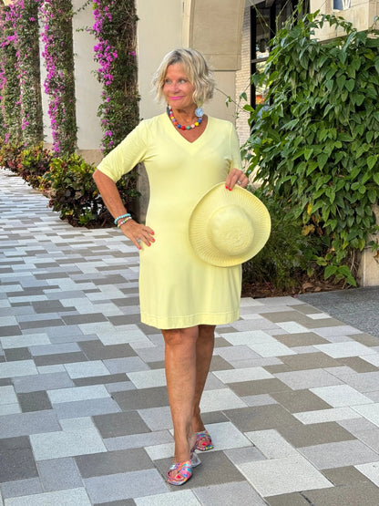 LULU-B SOLID SUNSHINE ELBOW DRESS