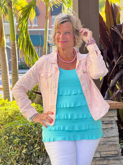 LULU B FROSTED PINK LINEN JACKET