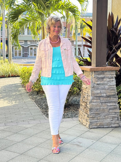 LULU B FROSTED PINK LINEN JACKET