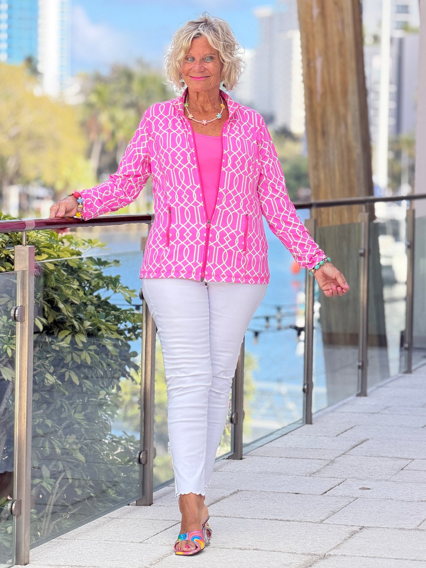 LULU B PALM BEACH LATTICE FULL ZIPPER
