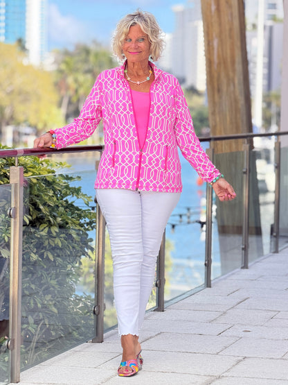 LULU B PALM BEACH LATTICE FULL ZIPPER