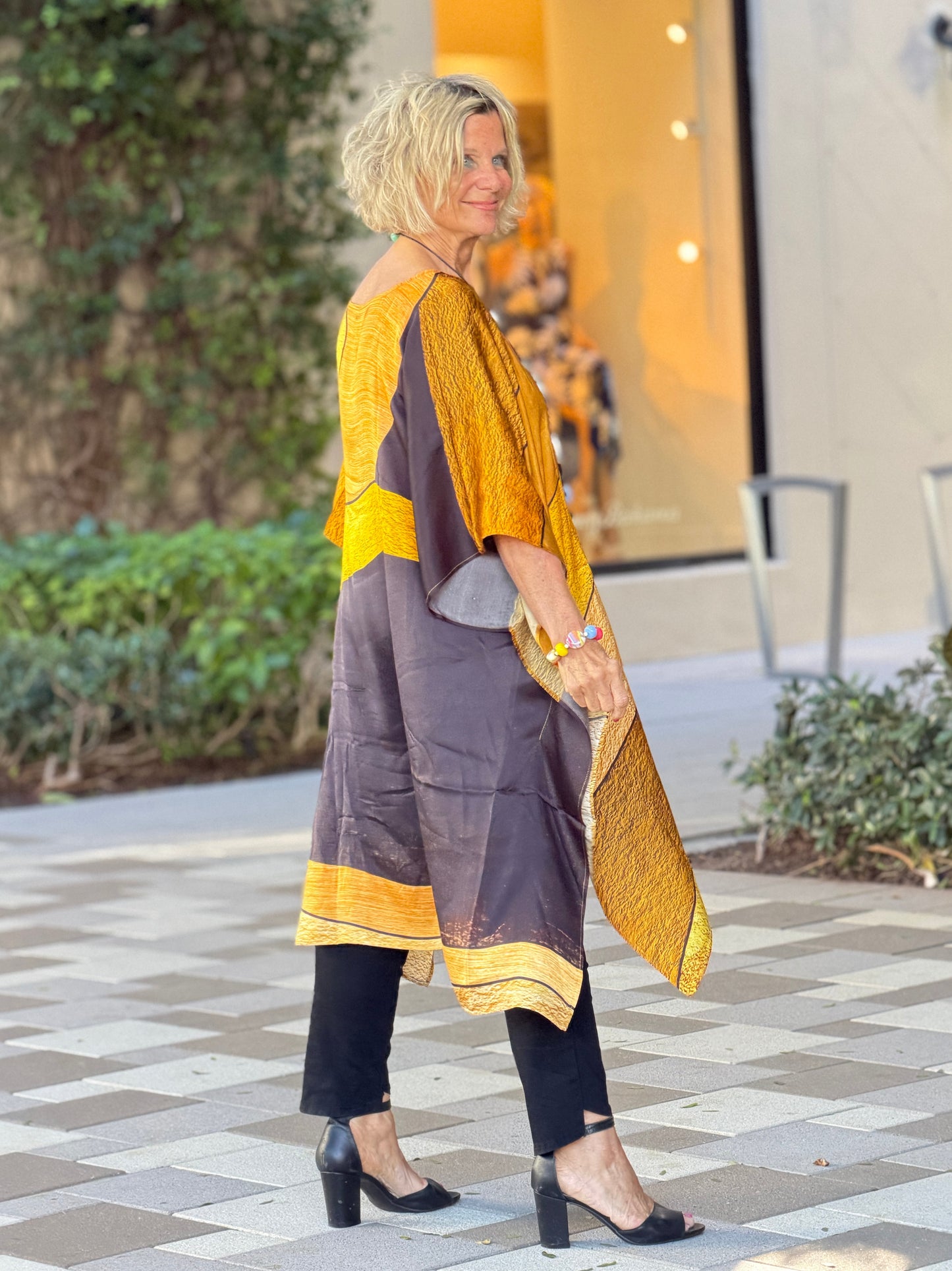 Gold & Black Geo Modal Kaftan