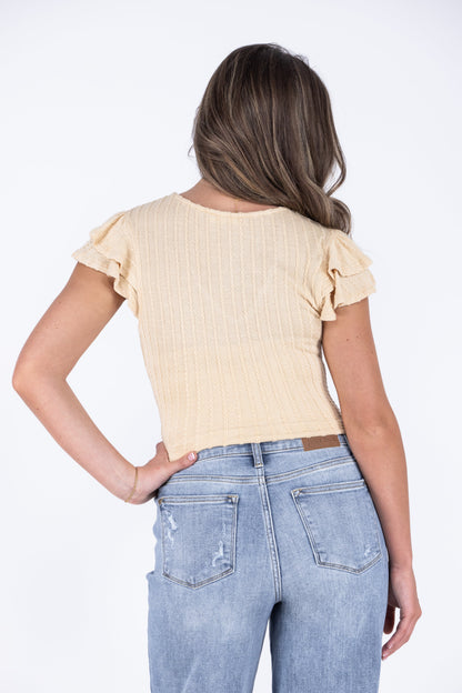 Small Things Matter Women's Cable Knit Short Sleeve Top