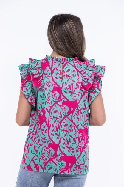 Precious Moment Women's Patterned Short Sleeve Top