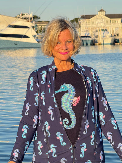 LULU-B NAVY SEAHORSE SWEATER