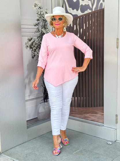 CLEAR PINK ASYMMETRICAL TOP