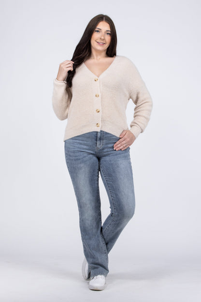 Doing Something Right Women's Soft V-Neck Long Sleeve Cardigan