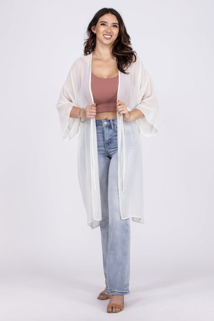 Make Me Feel Special Women's Sheer Front Tie Kimono