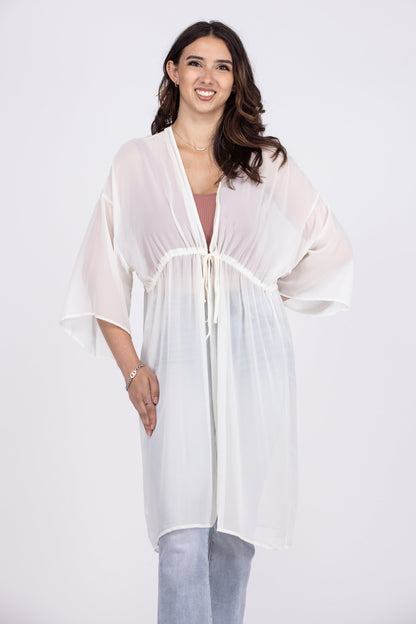 Make Me Feel Special Women's Sheer Front Tie Kimono