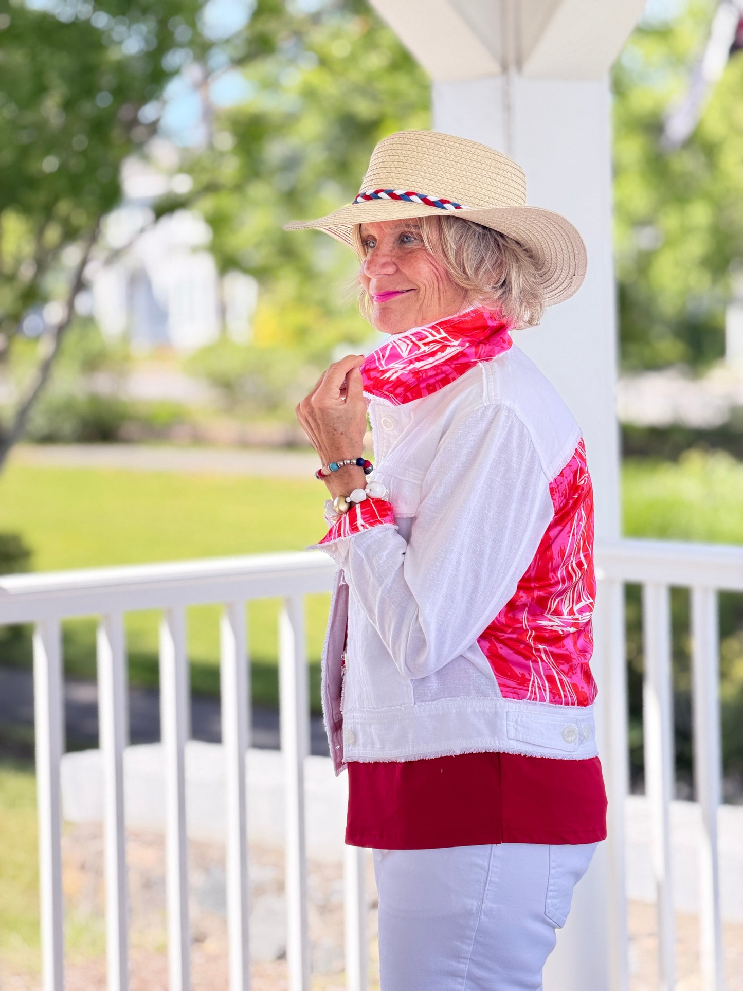 HARBOR LIGHTS RED LINEN JACKET