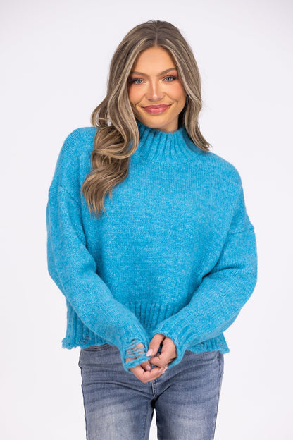 Keeping It Simple Women's Ribbed Mock Neck Sweater