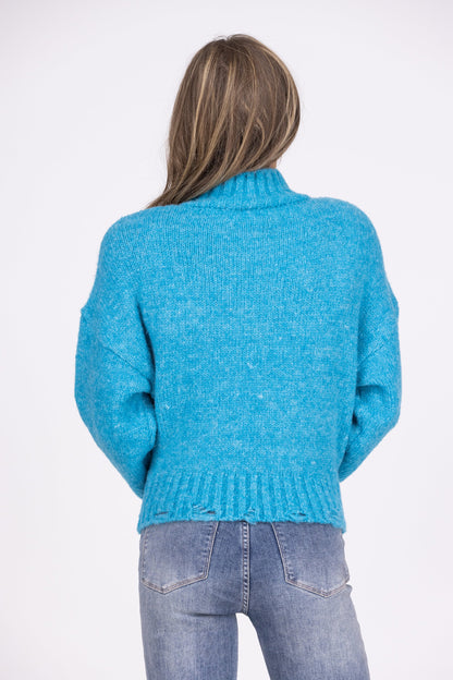 Keeping It Simple Women's Ribbed Mock Neck Sweater