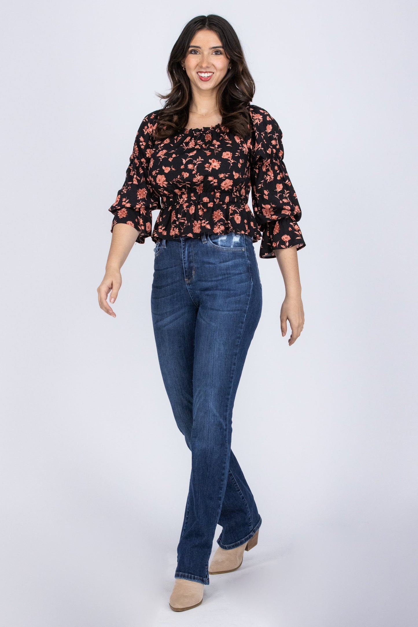 Instant Love Women's Flirty Long Sleeve Peplum Top