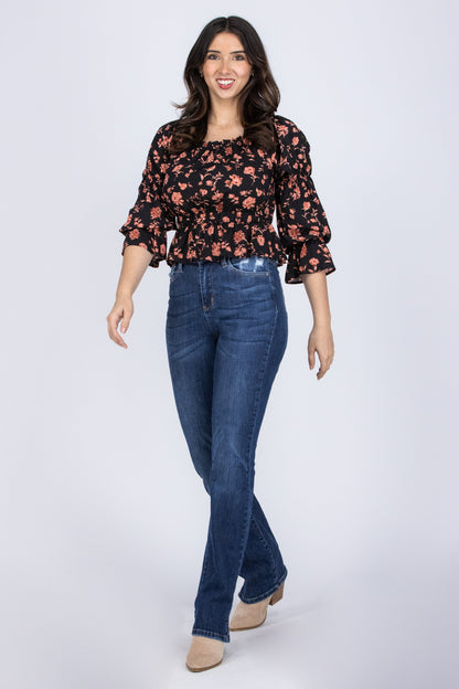 Instant Love Women's Flirty Long Sleeve Peplum Top