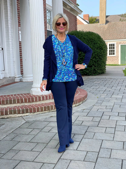 FANTASIA  BLUE V NECK TOP