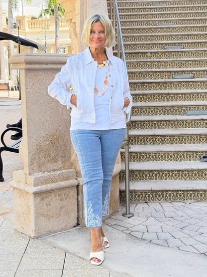 Embroidered Linen Blend Jacket