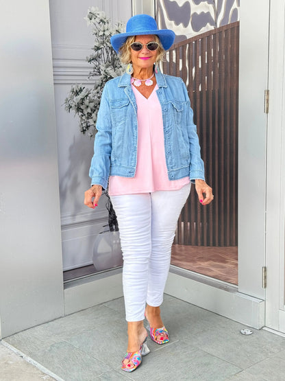 LULU-B CLEAR CHAMBRAY BLUE LINEN JACKET