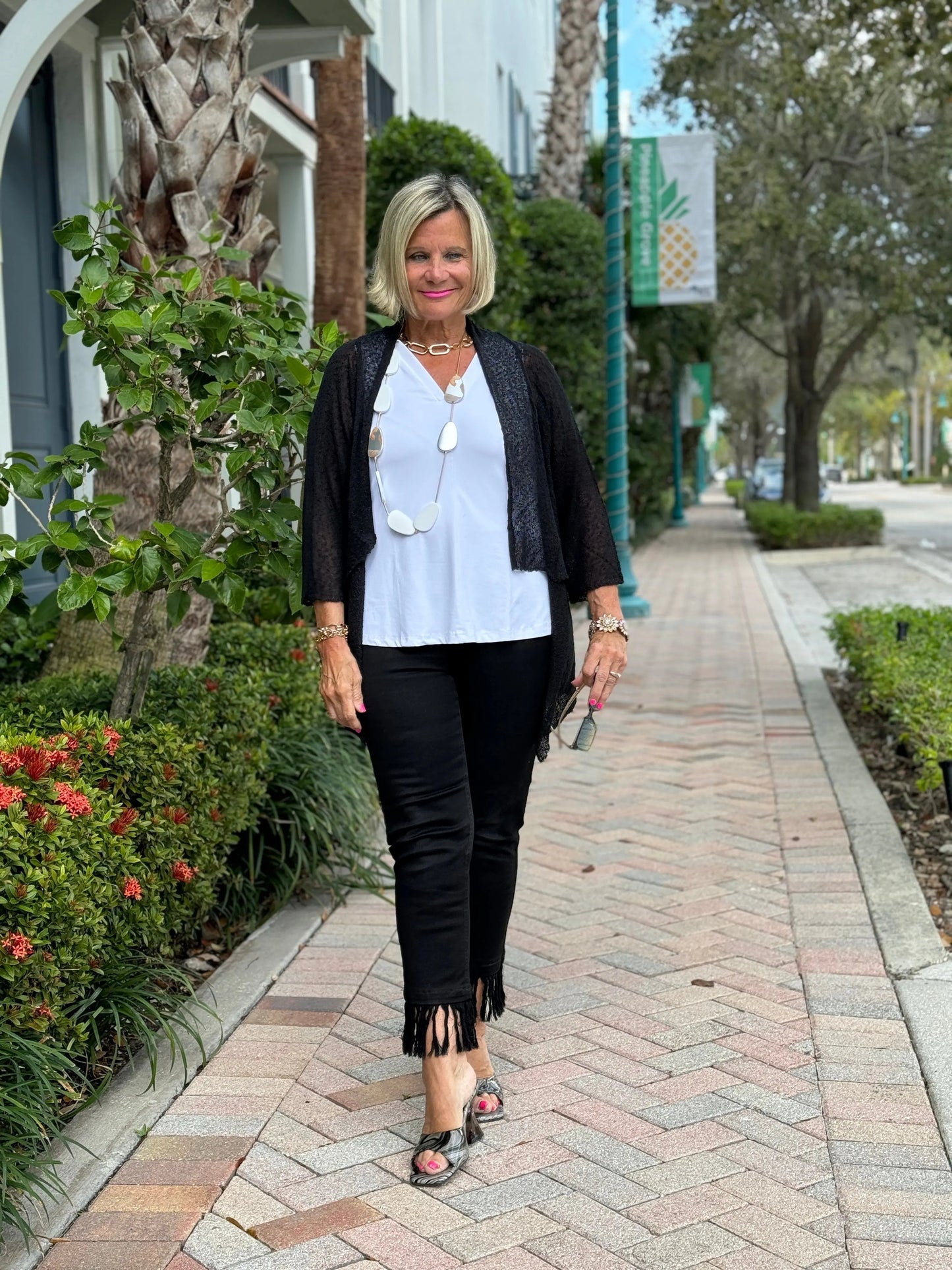LULU-B BLACK MESH RUFFLE WRAP