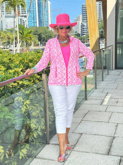 LULU B TROPIC PETALS FULL ZIPPER JACKET