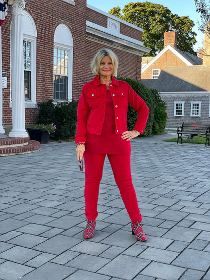 HOLIDAY RED VELOUR JACKET