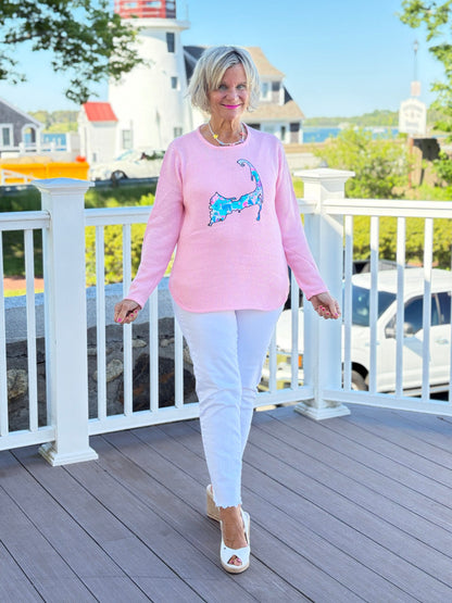 BEACH CLUB PINK CAPE COD MAP SWEATER